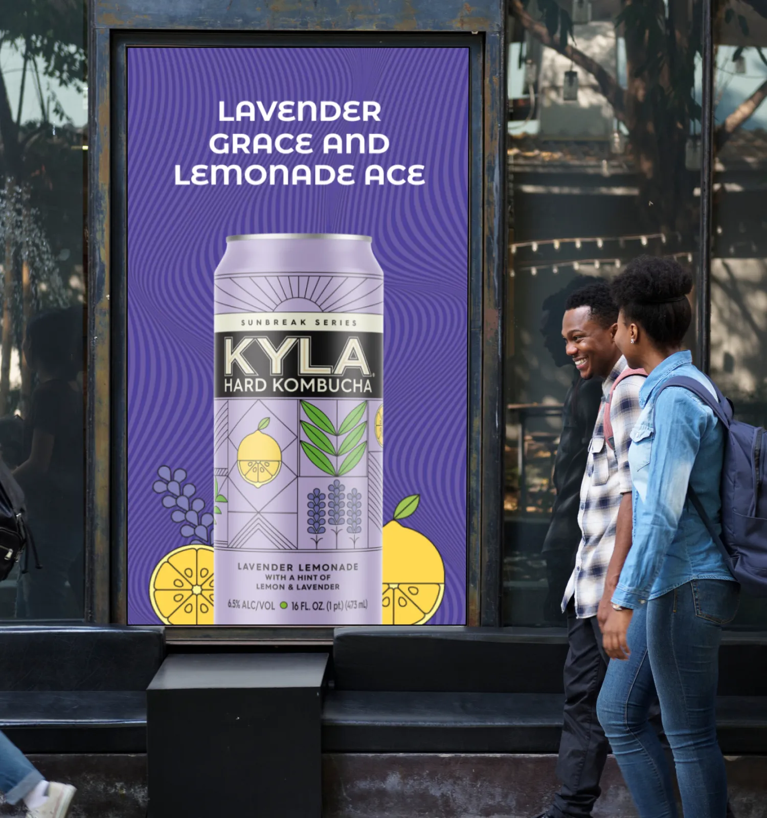 KYLA Lavender Lemonade flavour billboard design.