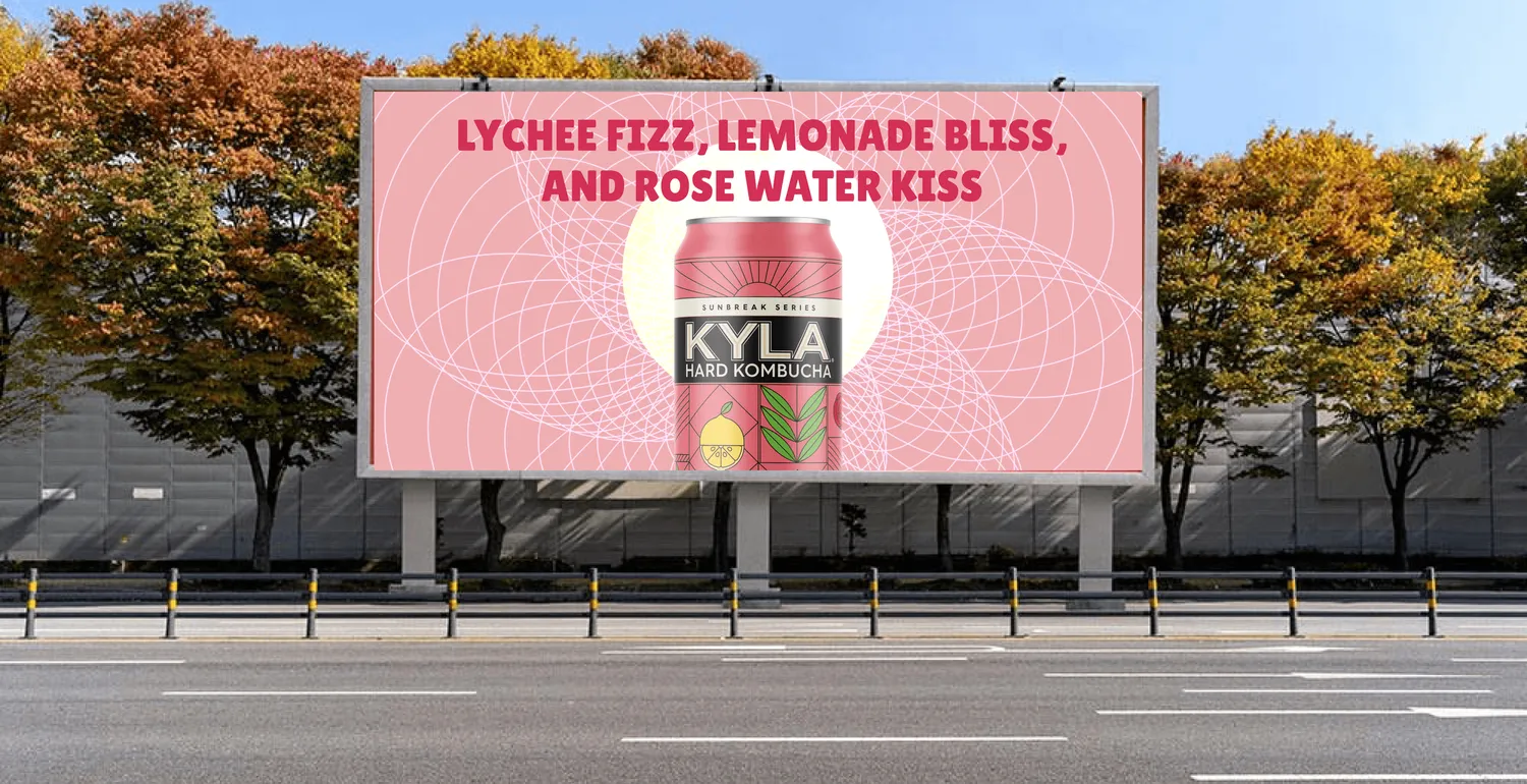 KYLA Lychee flavour billboard design.